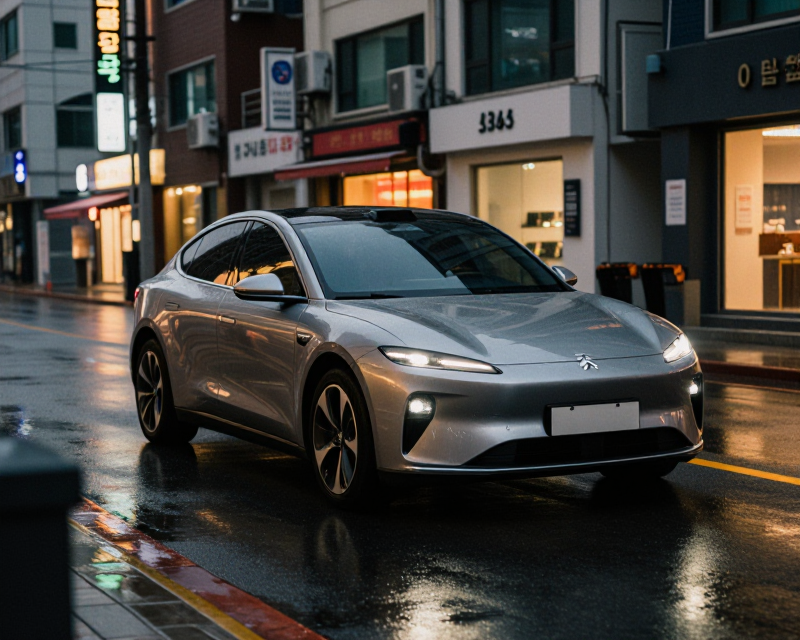 Electric Vehicle in Seoul Dusk