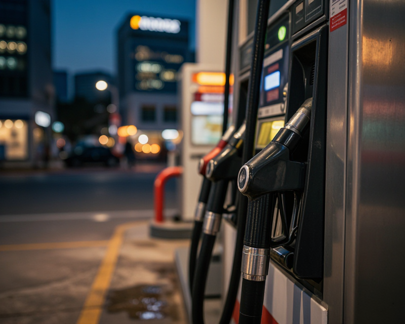 Cinematic South Korean Urban Gas Station