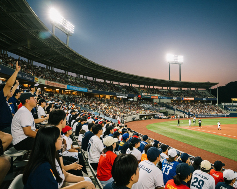 Korean Baseball Stadium Night Atmosphere