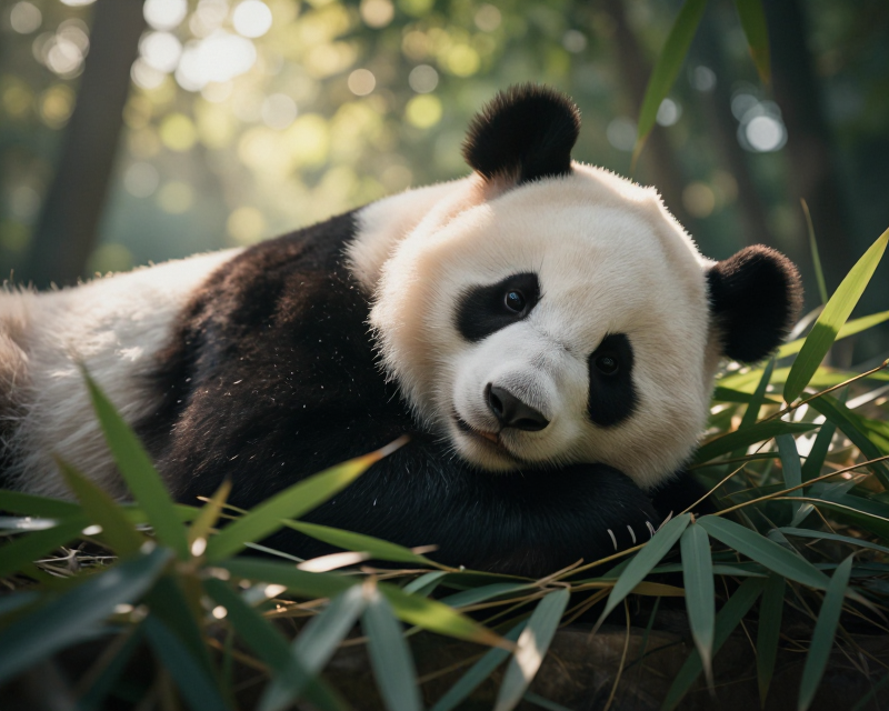 A peaceful panda scene